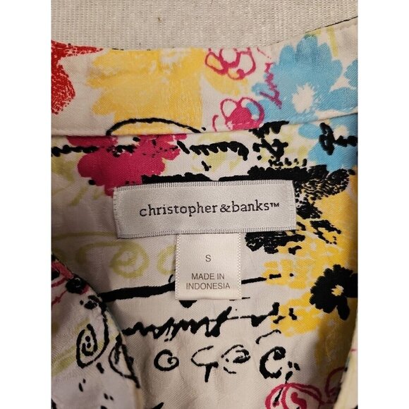 Christopher & Banks Women's Scribble Small Stretch Art To Wear Jacket Button Up - Picture 4 of 7